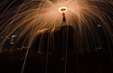 freezelight made with bengal fire in darkness